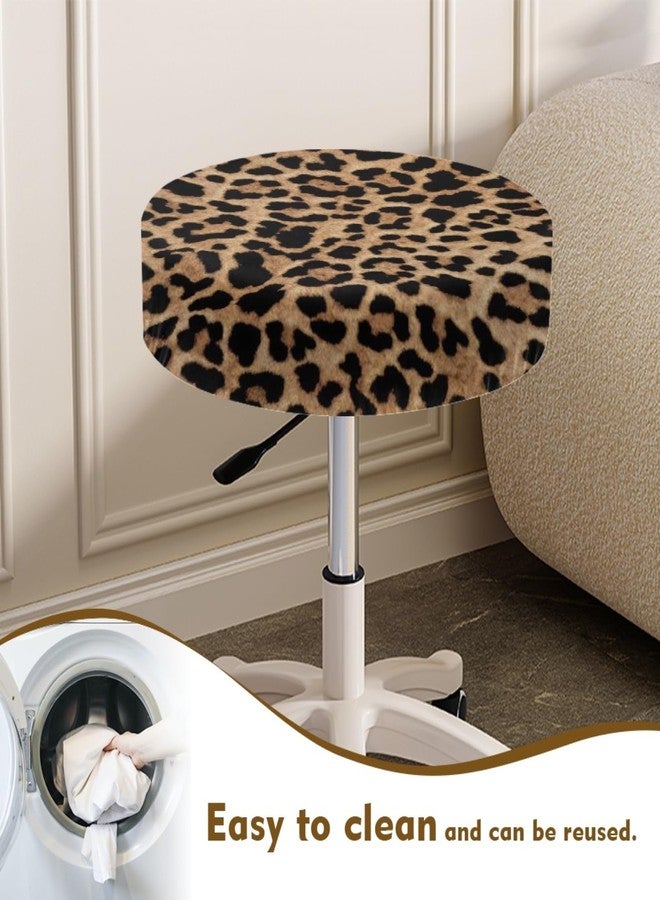 GLENLCWE Wild Leopard Cheetah Print Stool Covers Round Set of 2 Polyester Fashion Bar Stool Slipcovers Seat Cushion Elastic Round Non Slip Bar Stool Seat Covers,14-16inch - Image 5